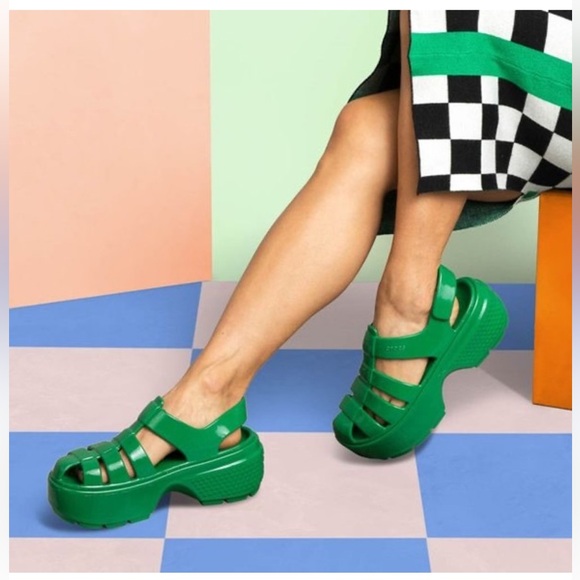 CROCS Shoes - Crocs Stomp Fisherman High Shine Sandals Green Ivy Size US M4 | W6 #Patrick Day